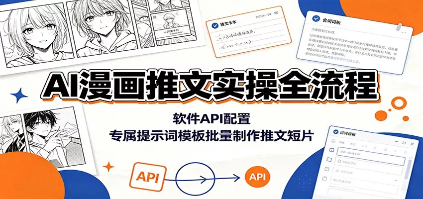 AI漫画推文实操全流程：软件API配置，专属提示词模板批量制作推文短片-奇点库