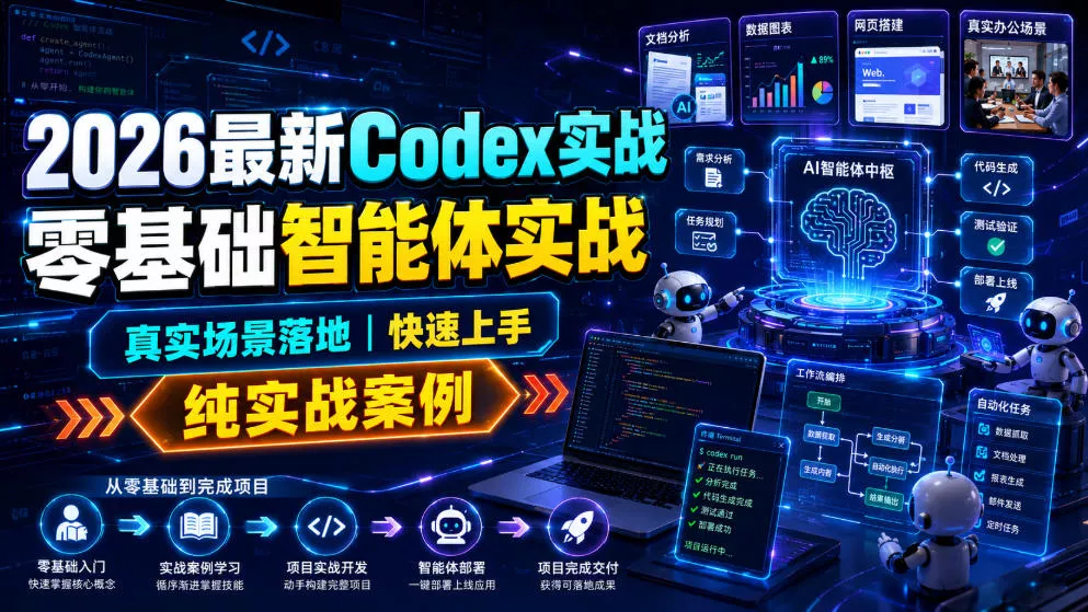 2026最新Codex实战零基础智能体实战，真实场景落地，快速上手，纯实战案例-奇点库