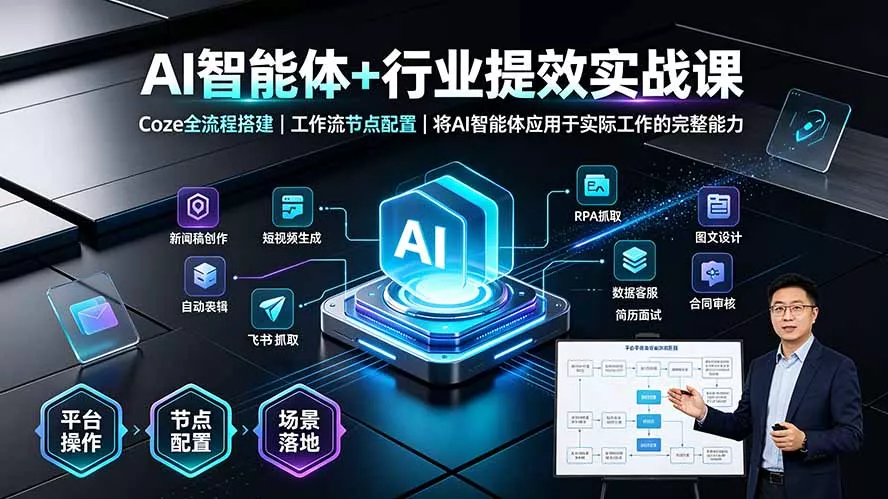 AI智能体+行业提效实战课·Coze全流程搭建｜工作流节点配置｜将AI智能体应用于实际工作的完整能力-奇点库