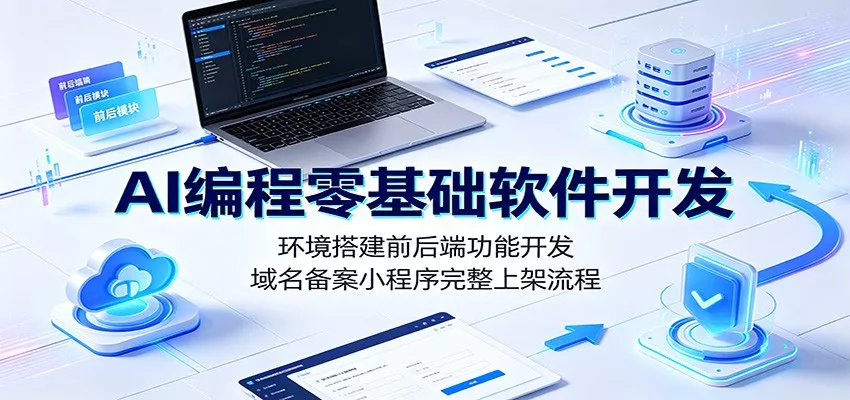 AI编程零基础软件开发：环境搭建前后端功能开发，域名备案小程序完整上架流程-奇点库