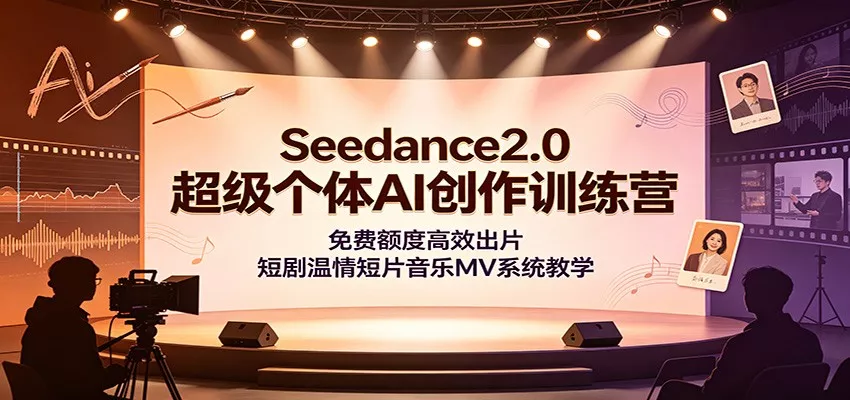 Seedance2.0超级个体AI创作训练营：免费额度高效出片，短剧温情短片音乐MV系统教学-奇点库