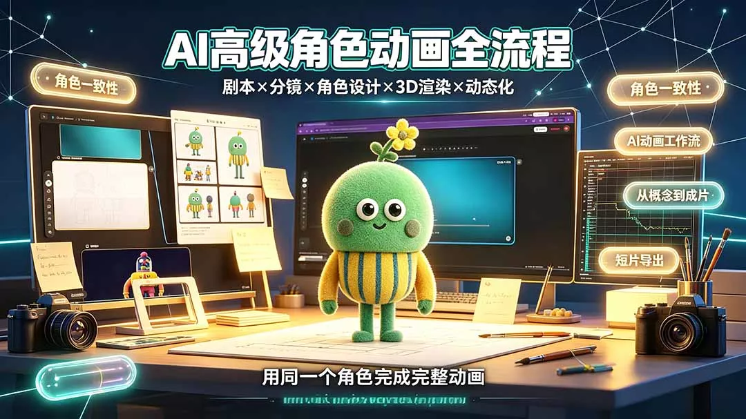 AI高级角色动画全流程：剧本×分镜×角色设计×3D渲染×动态化，从概念到成片一站式教学-奇点库