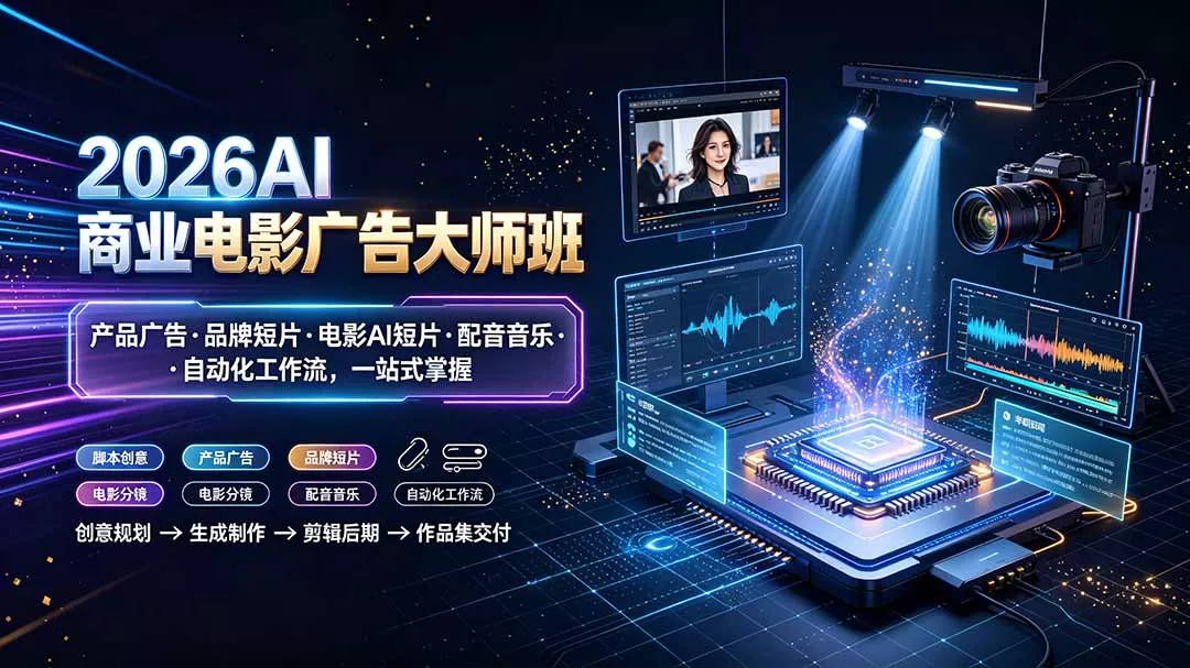 2026AI商业电影广告大师班：产品广告·品牌短片·电影AI短片·配音音乐·自动化工作流，一站式掌握-奇点库