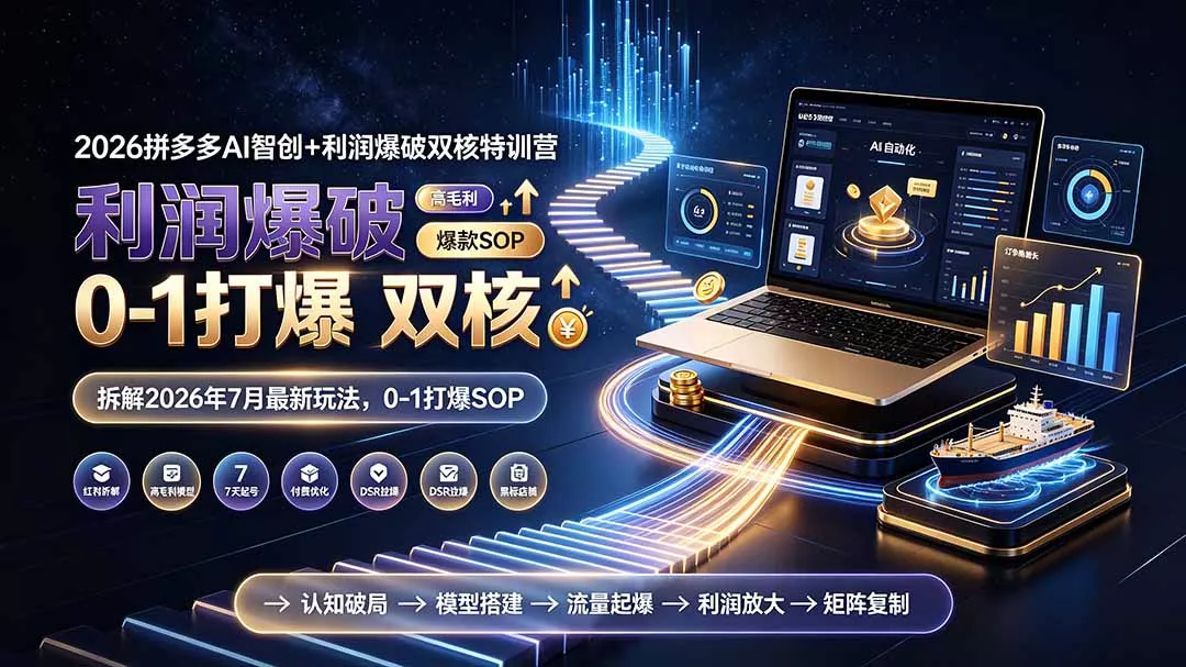 2026拼多多AI智创+利润爆破双核特训营-拆解2026年7月最新玩法，0-1打爆SOP-奇点库