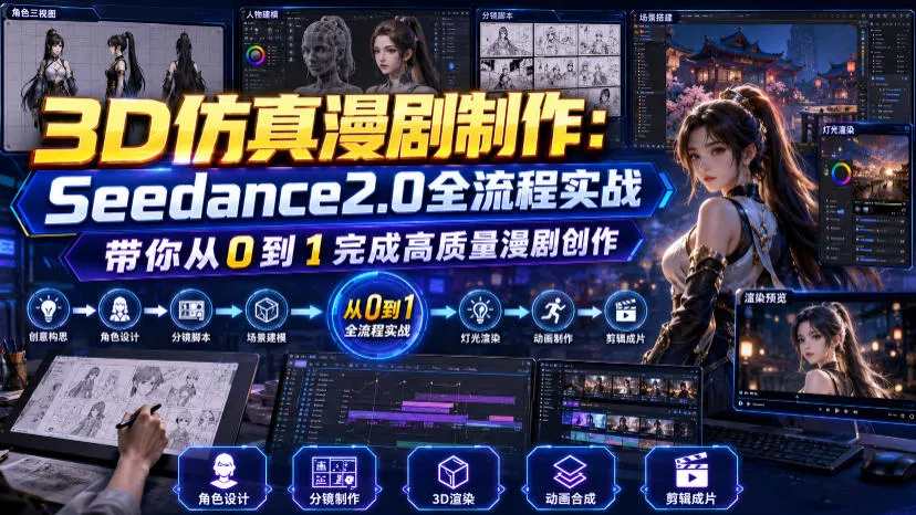 3D仿真漫剧制作：Seedance2.0全流程实战，带你从0到1完成高质量漫剧创作-奇点库