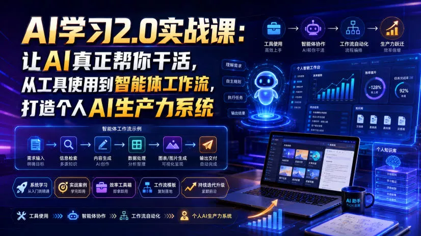 AI学习2.0实战课：让AI真正帮你干活，从工具使用到智能体工作流，打造个人AI生产力系统-奇点库