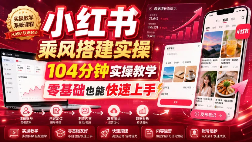 小红书乘风搭建实操,104分钟实操教学,零基础也能快速上手-奇点库