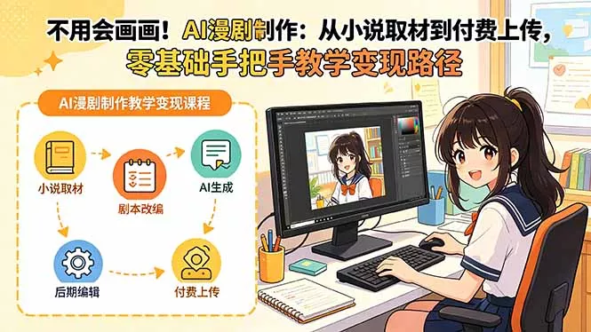 不用会画画!AI漫剧制作:从小说取材到付费上传,零基础手把手教学变现路径(更新-奇点库
