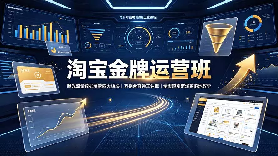 淘宝金牌运营班-7月:曝光流量数据爆款四大板块|万相台直通车达摩|全渠道引流爆款落地教学-奇点库