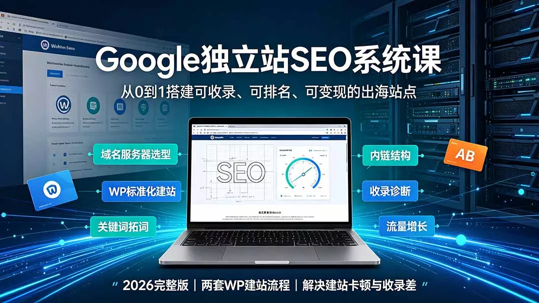 Google独立站SEO-7月系统课:出海基建×WordPress建站×AI内容生产×站内外优化×Search Console×AdSense变现-奇点库