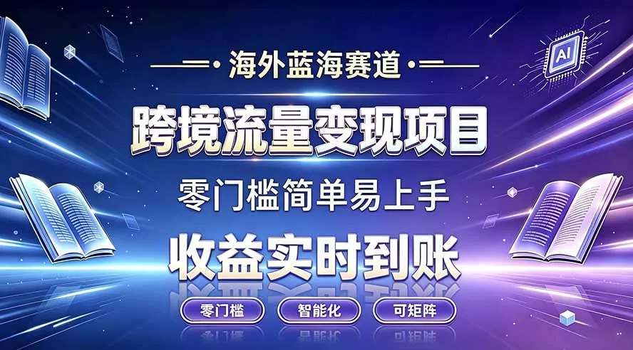 海外蓝海赛道 跨境流量变现项目 收益实时到账 零门槛简单易上手-奇点库