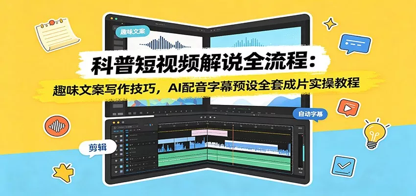科普短视频解说全流程:趣味文案写作技巧,AI配音字幕预设全套成片实操教程-奇点库