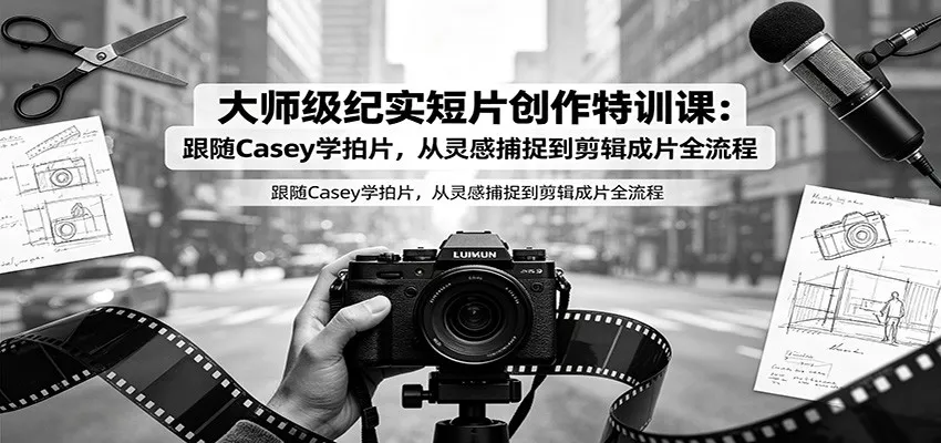 大师级纪实短片创作特训课:跟随Casey学拍片,从灵感捕捉到剪辑成片全流程-奇点库