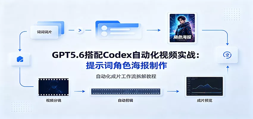 GPT5.6搭配Codex自动化视频实战:提示词角色海报制作,自动化成片工作流拆解教程-奇点库