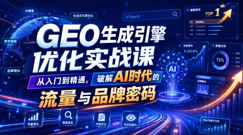 GEO生成引擎优化实战课,从入门到精通,破解AI时代的流量与品牌密码-奇点库