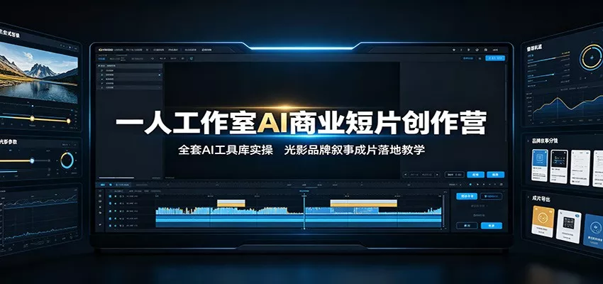 一人工作室AI商业短片创作营:全套AI工具库实操,光影品牌叙事成片落地教学-奇点库