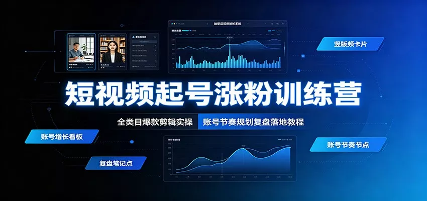 短视频起号涨粉训练营:全类目爆款剪辑实操,账号节奏规划复盘落地教程-奇点库