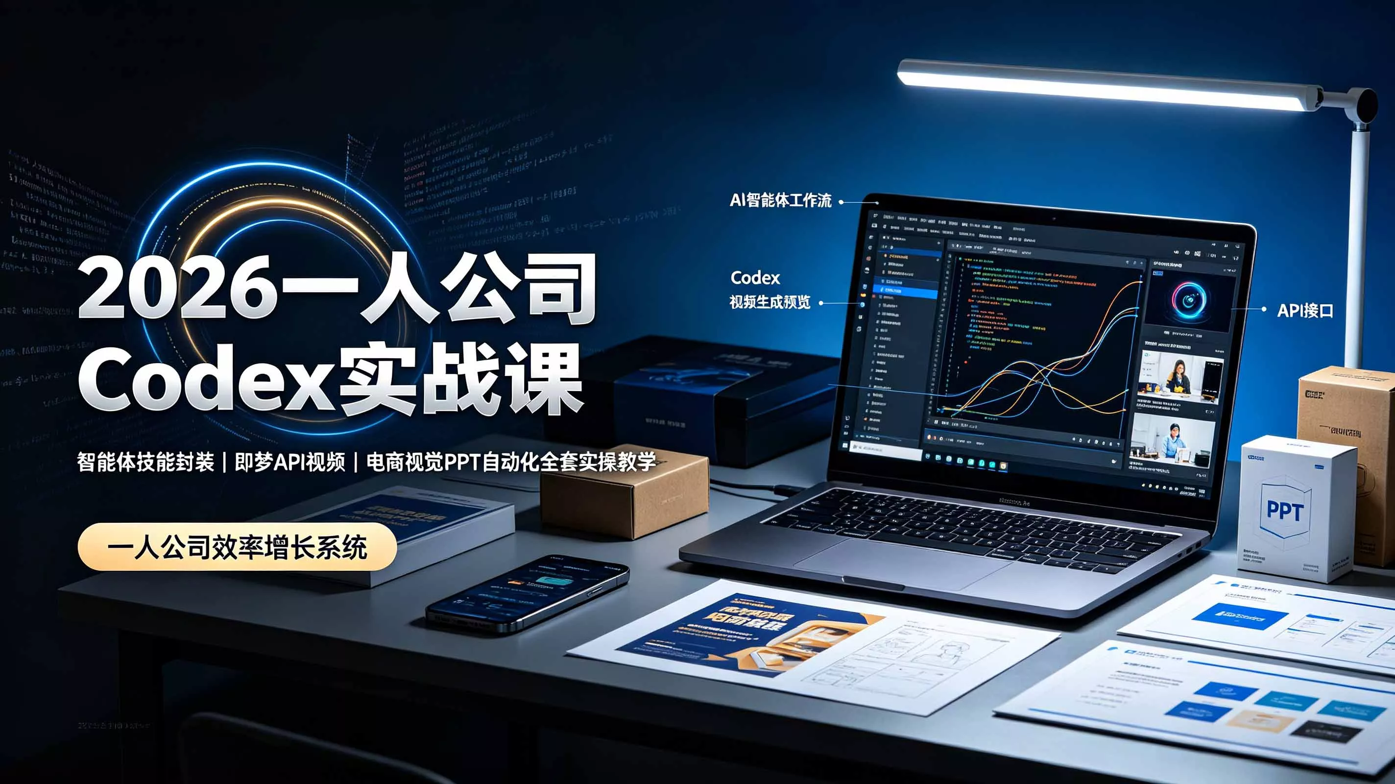 2026一人公司Codex实战课◆智能体技能封装|即梦API视频|电商视觉PPT自动化全套实操教学-奇点库