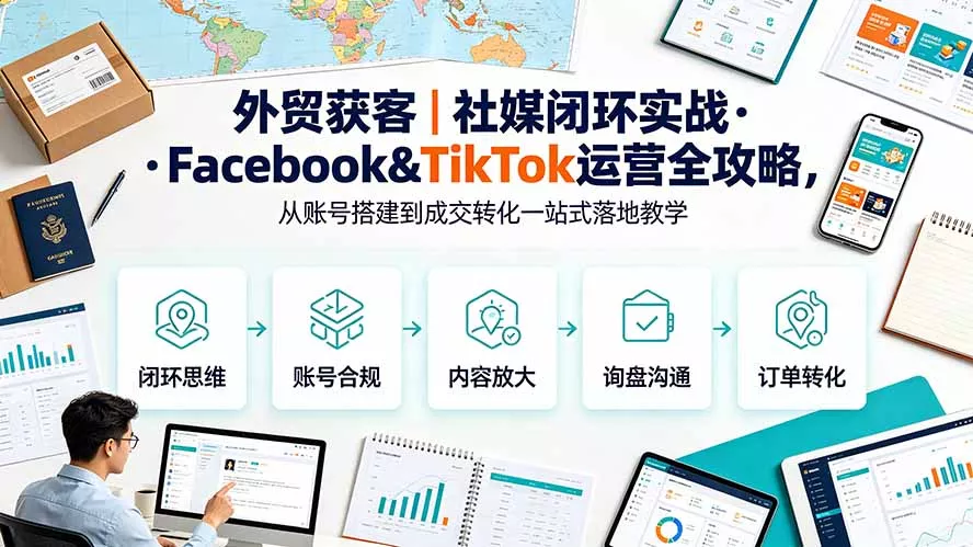 外贸获客｜社媒闭环实战·Facebook&TikTok运营全攻略，从账号搭建到成交转化一站式落地教学-奇点库