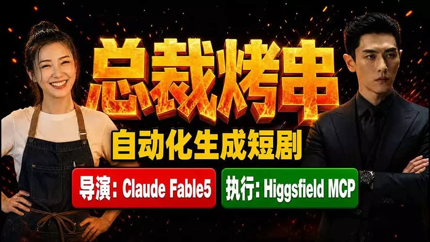 《总裁烤串》真人短剧全自动诞生!Claude Fable5 当导演,Higgsfield MCP 执行!-奇点库