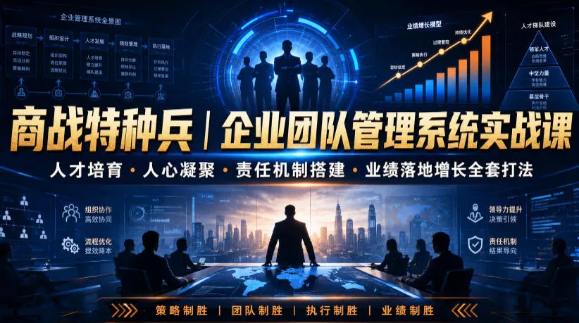 商战特种兵｜企业团队管理系统实战课人才培育・人心凝聚・责任机制搭建・业绩落地增长全套打法-奇点库