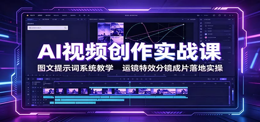 AI视频创作实战课：图文提示词系统教学，运镜特效分镜成片落地实操-奇点库
