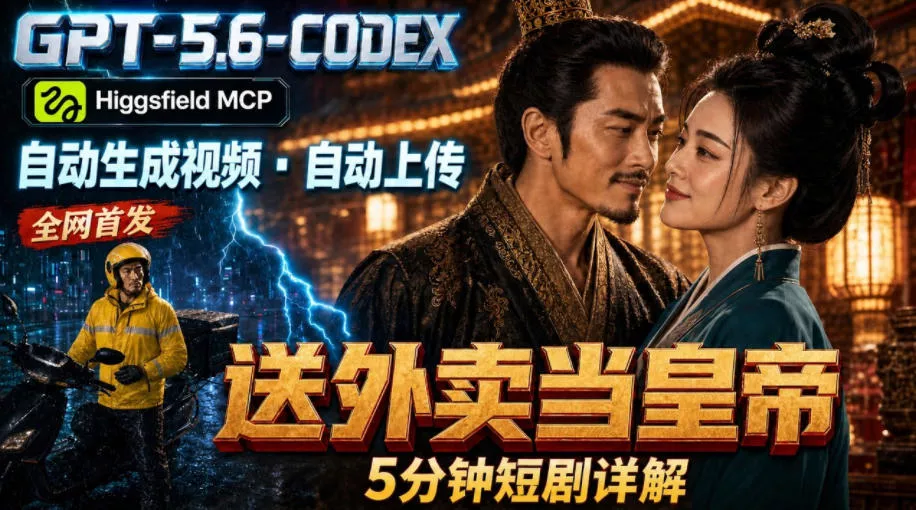 GPT-5.6 Codex+Higgsfield MCP：一条指令生成5分钟短剧并自动上传YouTube(油管)-奇点库