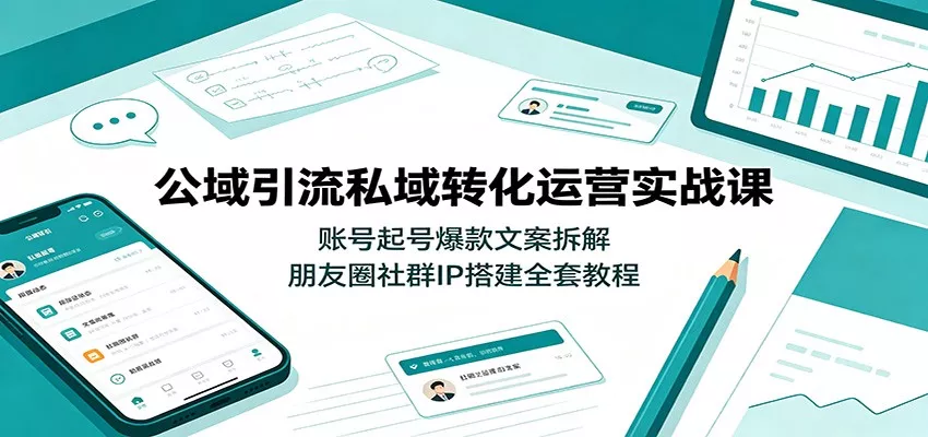 公域引流私域转化运营实战课:账号起号爆款文案拆解,朋友圈社群IP搭建全套教程-奇点库