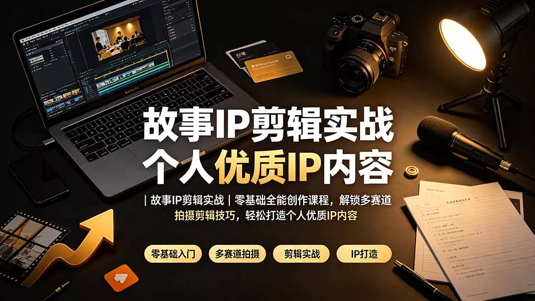 故事IP剪辑实战｜零基础全能创作课程，解锁多赛道拍摄剪辑技巧，轻松打造个人优质IP内容-奇点库