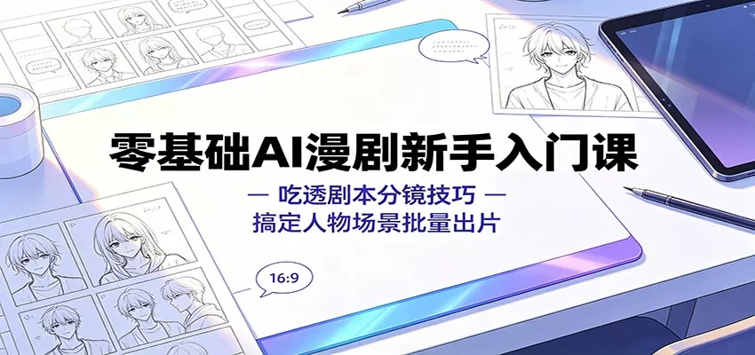 零基础AI漫剧新手入门课:吃透剧本分镜技巧,搞定人物场景批量出片-奇点库
