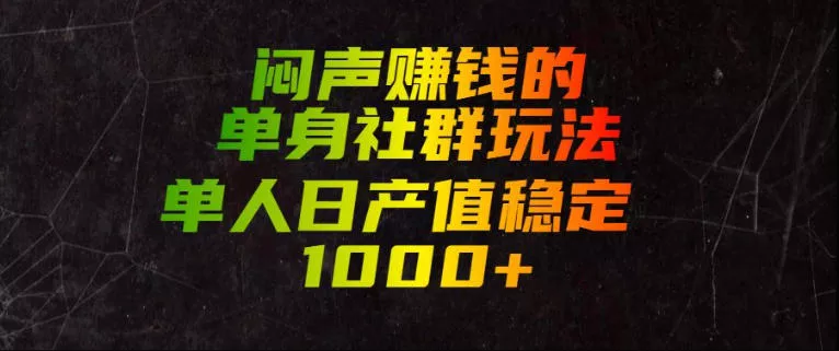 闷声賺钱的单身社群玩法，单人日产值稳定1000+【揭秘】-奇点库