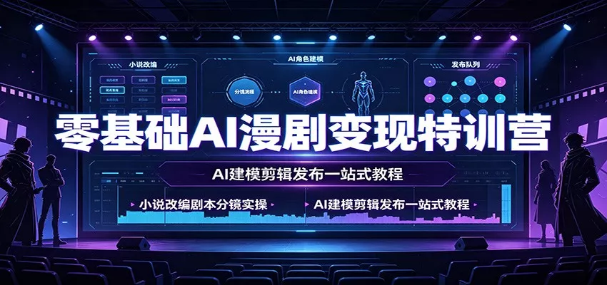 零基础AI漫剧变现特训营：小说改编剧本分镜实操，AI建模剪辑发布一站式教程-奇点库