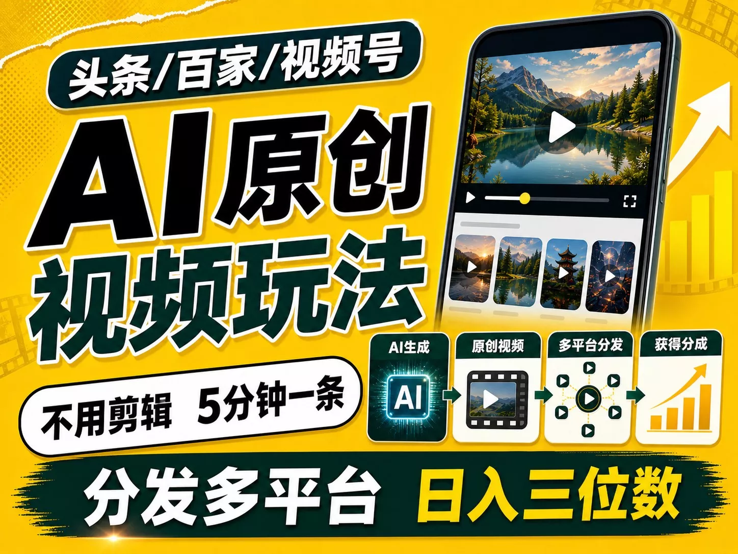 2026头条百家号升级玩法 5分钟一条原创视频 发多平台赚收-奇点库