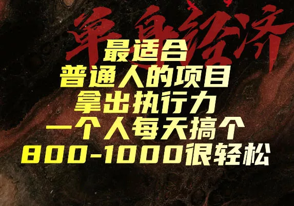 最适合普通人的项目，拿出执行力一个人每天搞个800-1k很轻松【揭秘】-奇点库