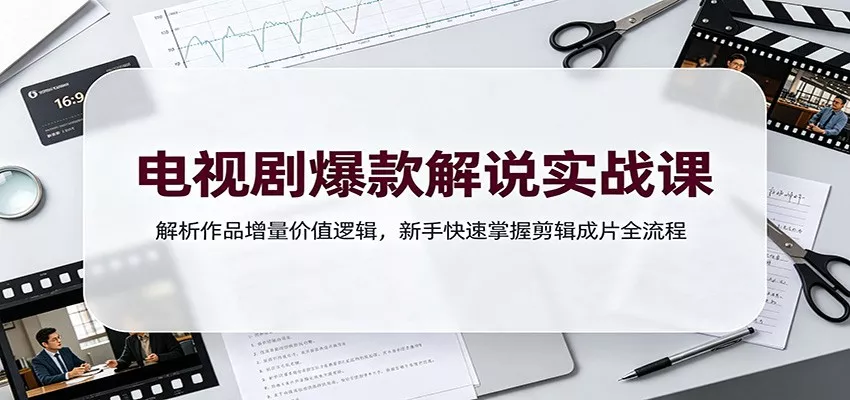 电视剧爆款解说实战课：解析作品增量价值逻辑，新手快速掌握剪辑成片全流程-奇点库