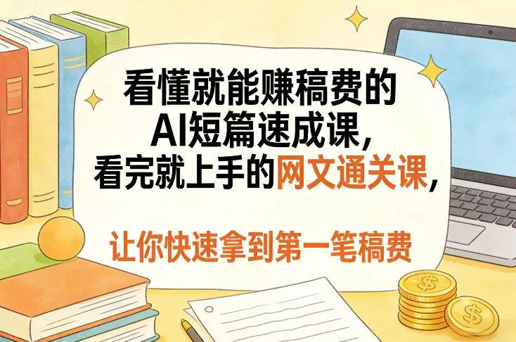 看懂就能賺稿费的AI短篇速成课，看完就上手的网文通关课，让你快速拿到第一笔稿费(更新8月)-奇点库