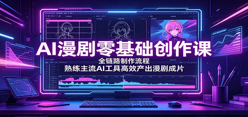 AI漫剧零基础创作课：全链路制作流程，熟练主流AI工具高效产出漫剧成片-奇点库