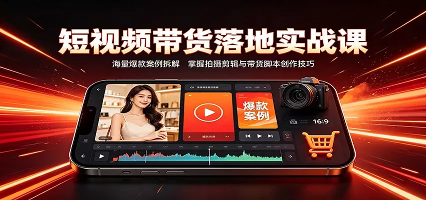短视频带货落地实战课：海量爆款案例拆解，掌握拍摄剪辑与带货脚本创作技巧-奇点库