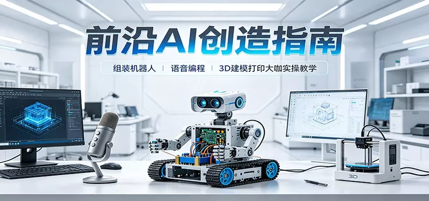 前沿AI创造指南：组装机器人、语音编程、3D建模打印大咖实操教学-奇点库