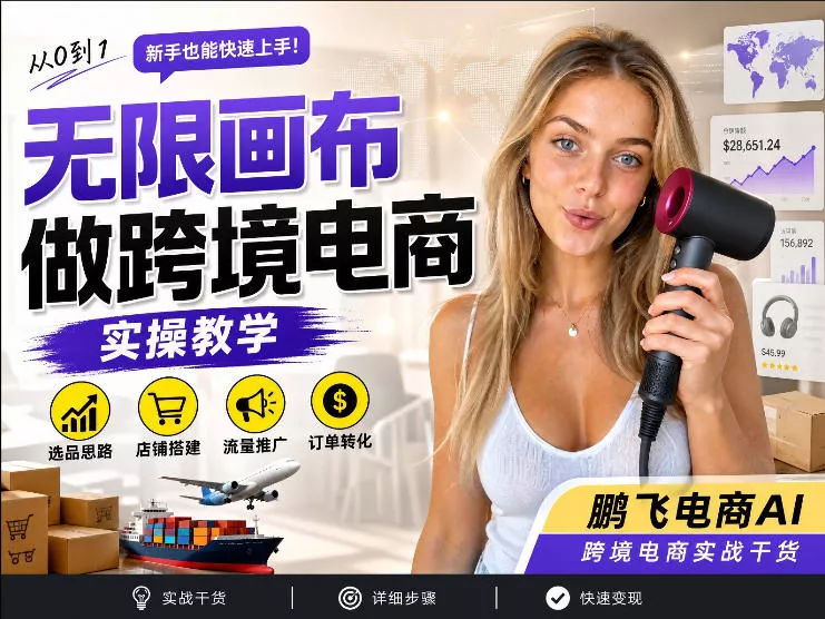 【跨境电商必备】AI无线画布制作商品宣传视频，四步搞定，无线画布工作流，操作简单好上手-奇点库