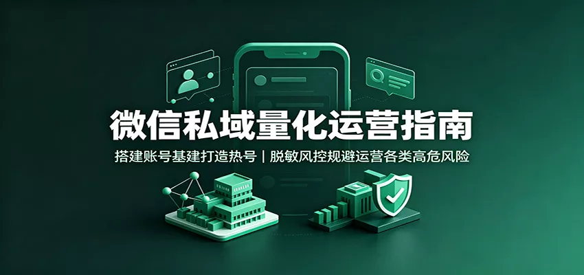 微信私域量化运营指南：搭建账号基建打造热号，脱敏风控规避运营各类高危风险-奇点库