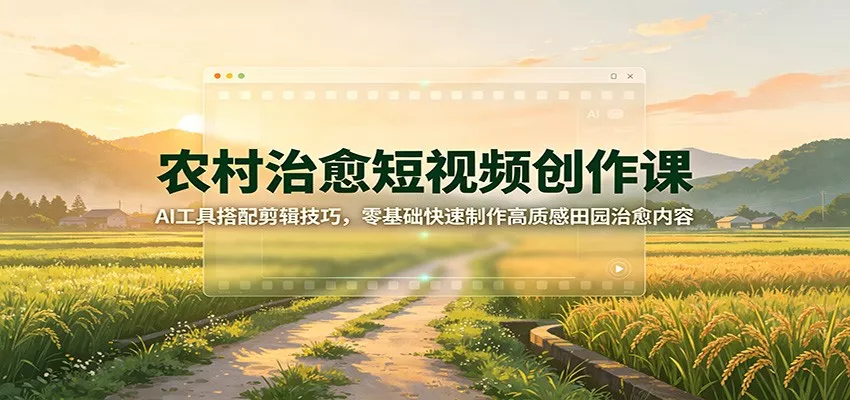 农村治愈短视频创作课：AI工具搭配剪辑技巧，零基础快速制作高质感田园治愈内容-奇点库