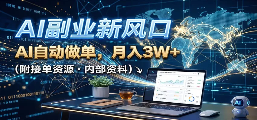 AI副业新风口，AI自动做单，月入3W+，附接单资源-奇点库