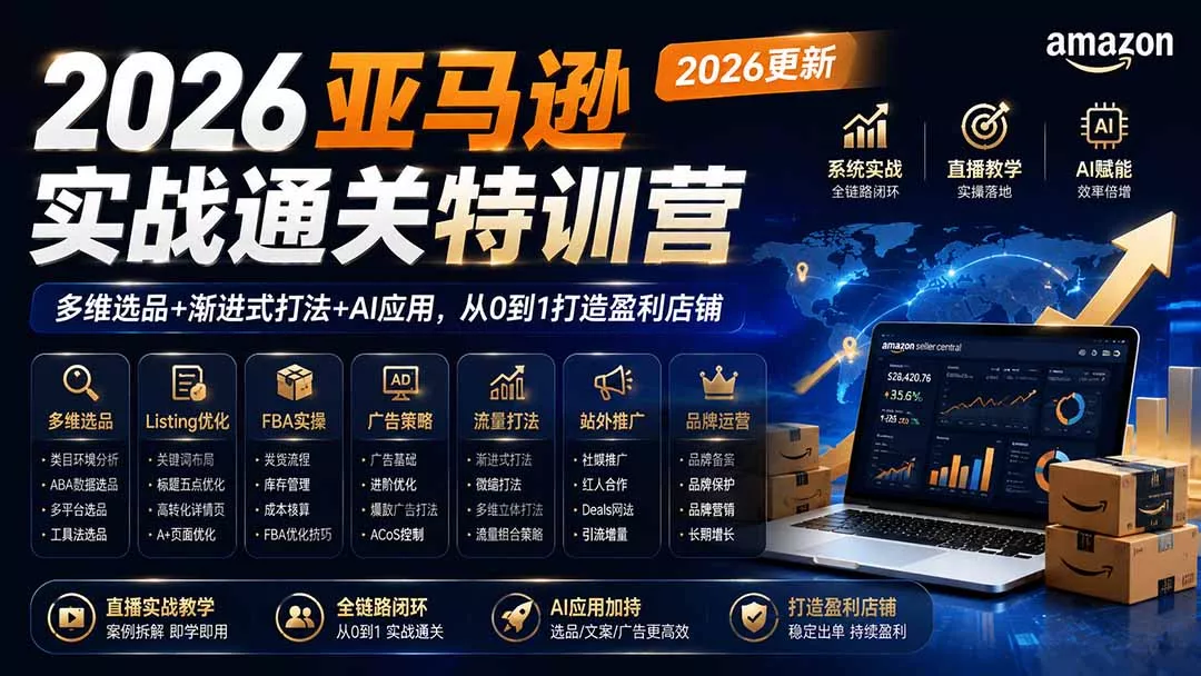 2026亚马逊实战通关特训营-2026更新，多维选品+渐进式打法+AI应用，从0到1打造盈利店铺-奇点库