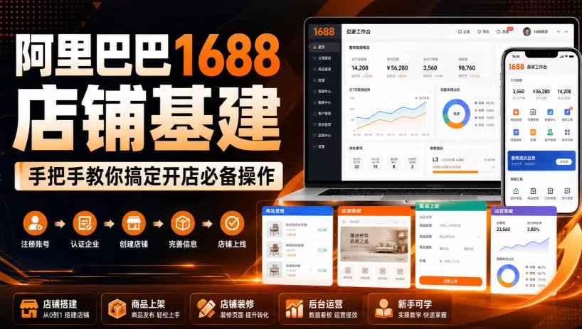 阿里巴巴1688店铺基建，手把手教你搞定开店必备操作(更新8月)-奇点库