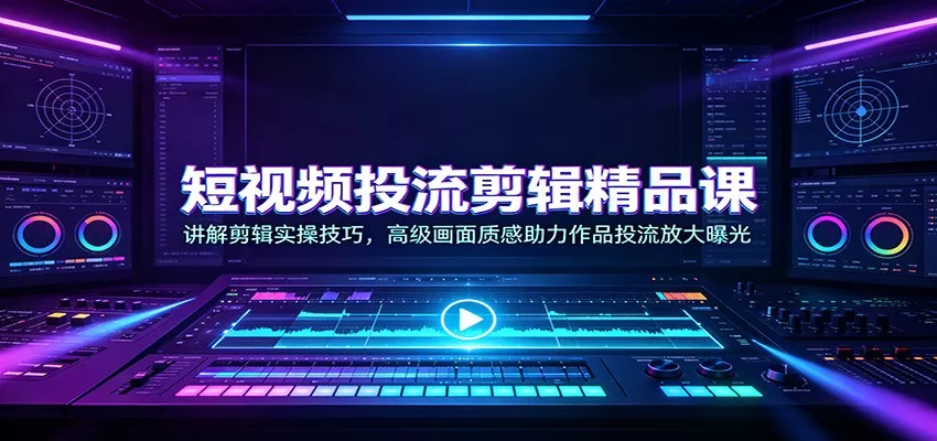 短视频投流剪辑精品课：讲解剪辑实操技巧，高级画面质感助力作品投流放大曝光-奇点库