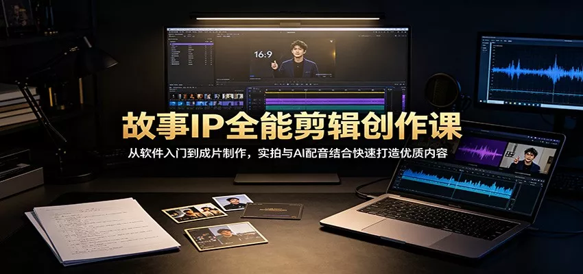 故事IP全能剪辑创作课：从软件入门到成片制作，实拍与AI配音结合快速打造优质内容-奇点库