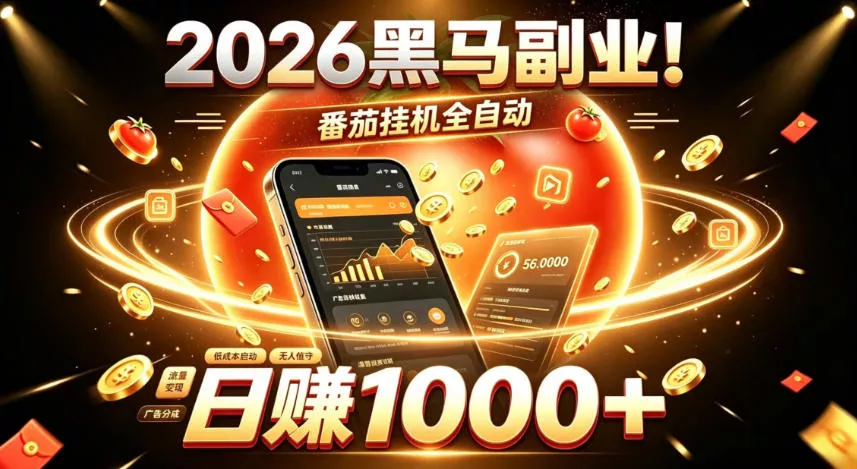 2026黑马副业！番茄挂G全自动日入1000+，操作最简单、门槛最低的线上轻资产项目【揭秘】-奇点库