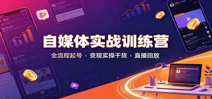 自媒体实战训练营：全流程起号变现实操干货直播回放-奇点库