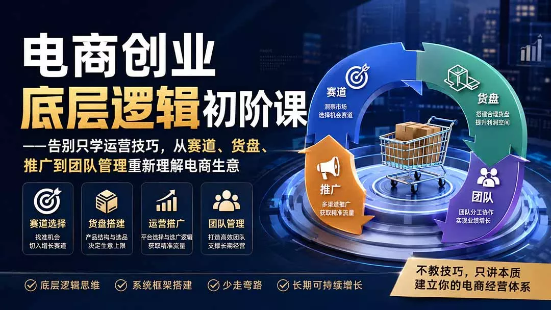 电商创业底层逻辑初阶课——告别只学运营技巧，从赛道、货盘、推广到团队管理重新理解电商生意-奇点库